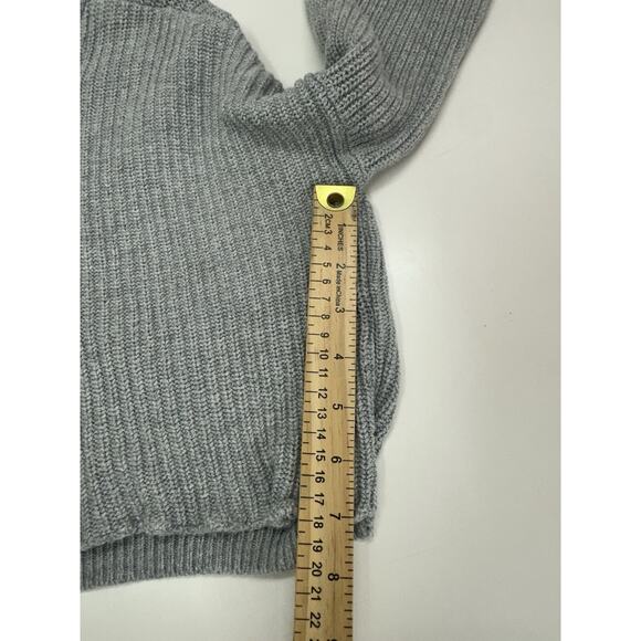 Hollister Womens Sweater Size Unknown Gray Ribbed Long Sleeve Cropped - Picture 8 of 11
